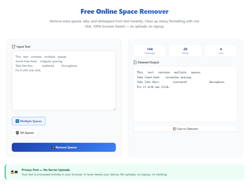 Remove Extra Spaces Without Changing Text Content