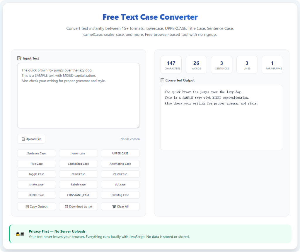 Free Text Case Converter No Registration: Ultimate User Tutorial 1 Free Text Case Converter No Registration