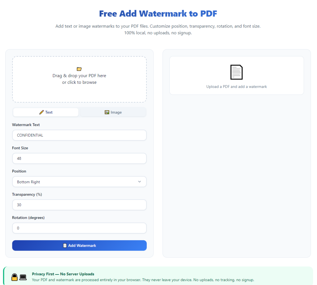 Add Text Watermark To PDF Without Software