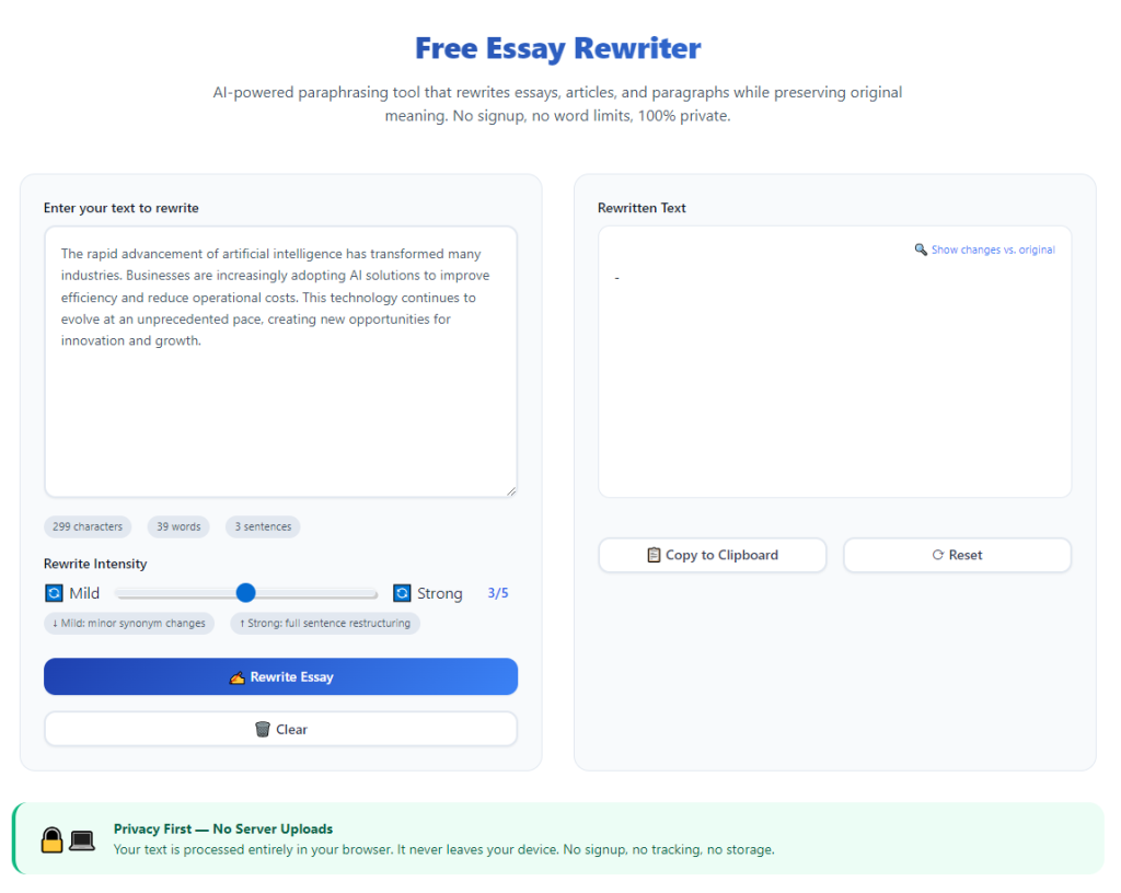 Free Essay Rewriter No Sign Up Needed