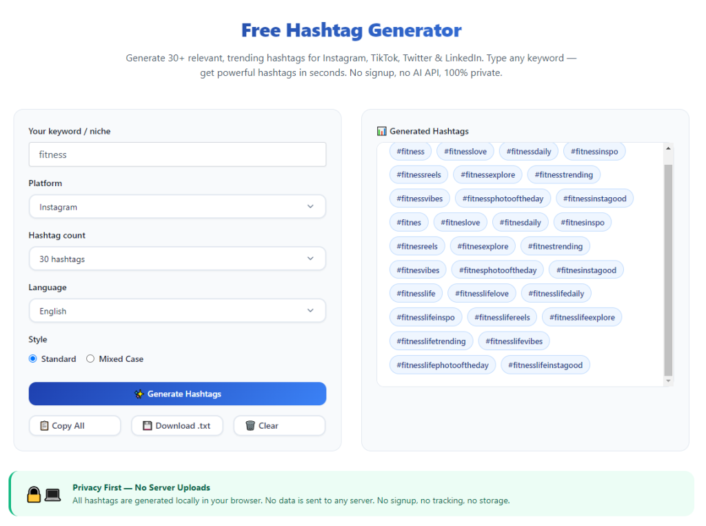 Hashtag Generator Without Watermark Free