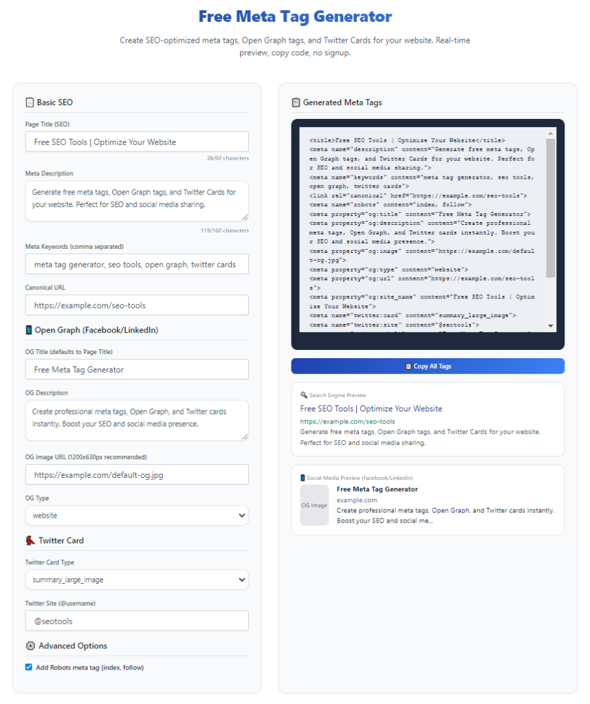Free Meta Tag Generator No Registration Required: Full Practical User Guide 1 Free Meta Tag Generator No Registration Required
