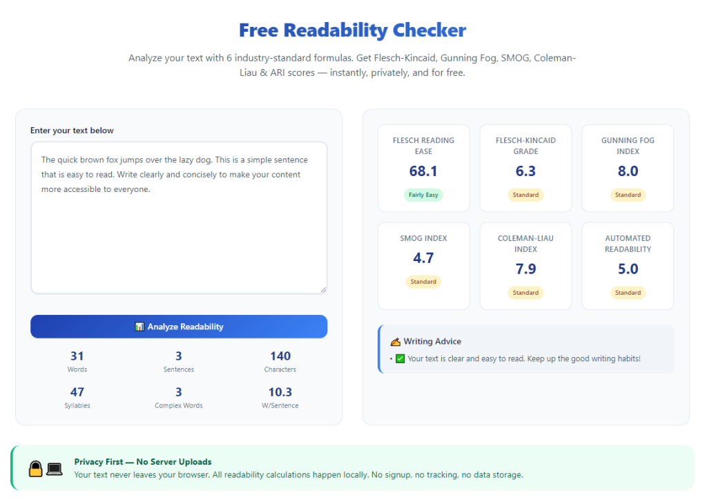 Readability Checker Free No Registration