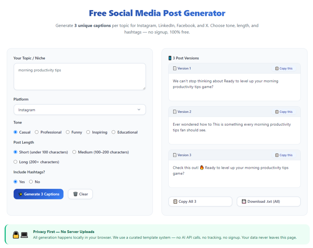 Free Social Media Post Generator Without Watermark
