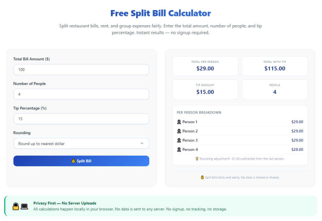 How to Use Split Bill Calculator With Tax and Tip